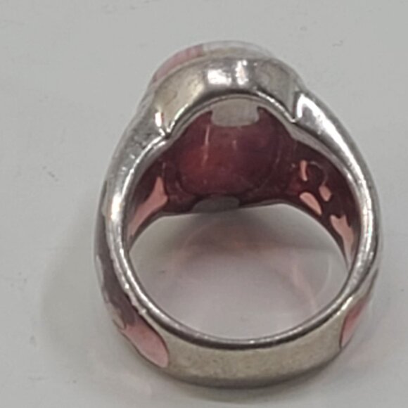 alan  K Sterling Silver 925 ring Pink floral Millifiori Glass Flower Ring - Picture 7 of 9